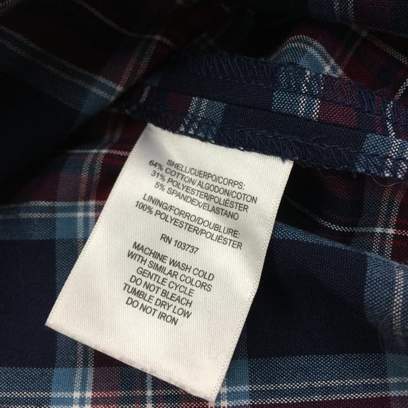 Donna Morgan Fit & Flare Crepe Dress Sz 8 Womans Navy Red Plaid Sleeveless - Picture 10 of 13